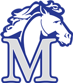 Albemarle Road Elementary School Mustang head with the letter M overlay